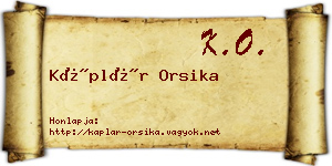 Káplár Orsika névjegykártya